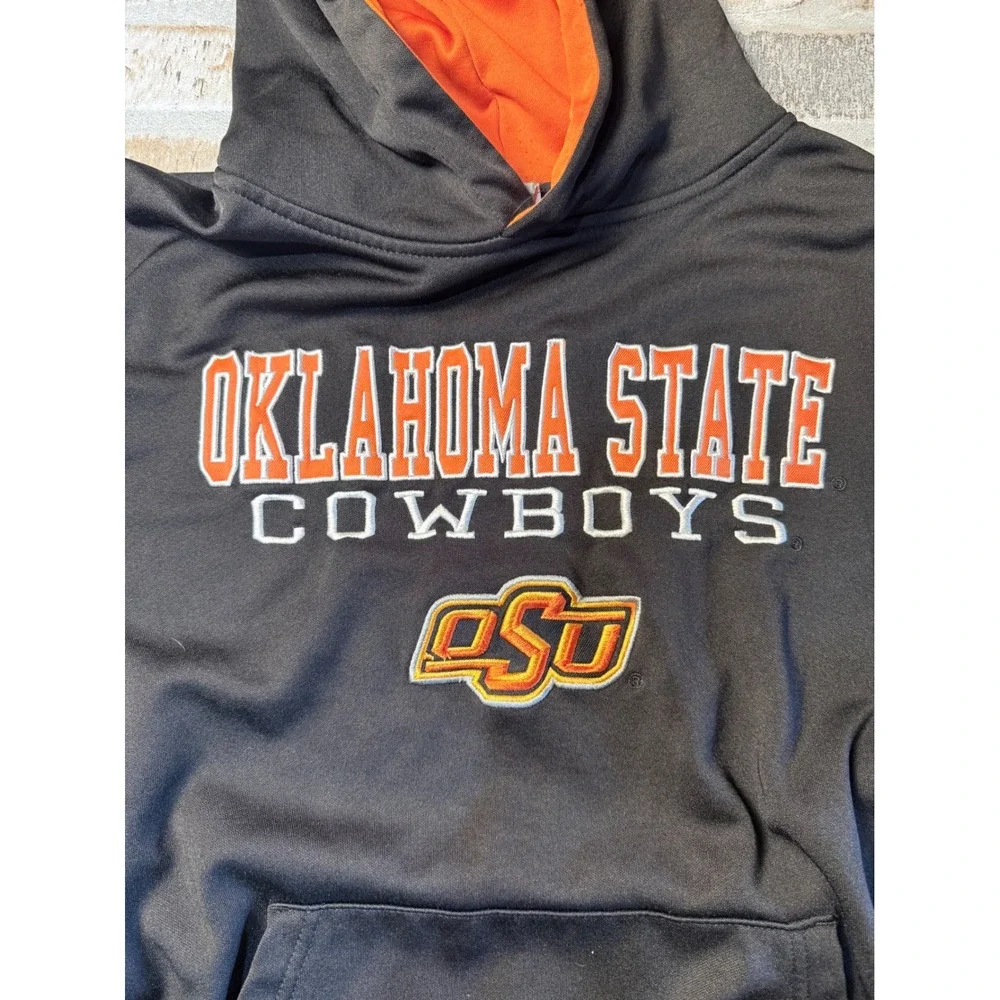 Colosseum Oklahoma State Cowboys Youth Hoodie Gray Orange OSU Sweatshirt Large